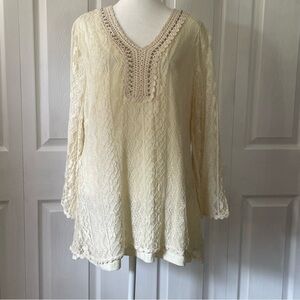 Forgotten Grace Lace Tunic in Size 3X, Cream Color